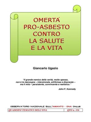 cover image of Omertà pro asbesto contro la salute e la vita